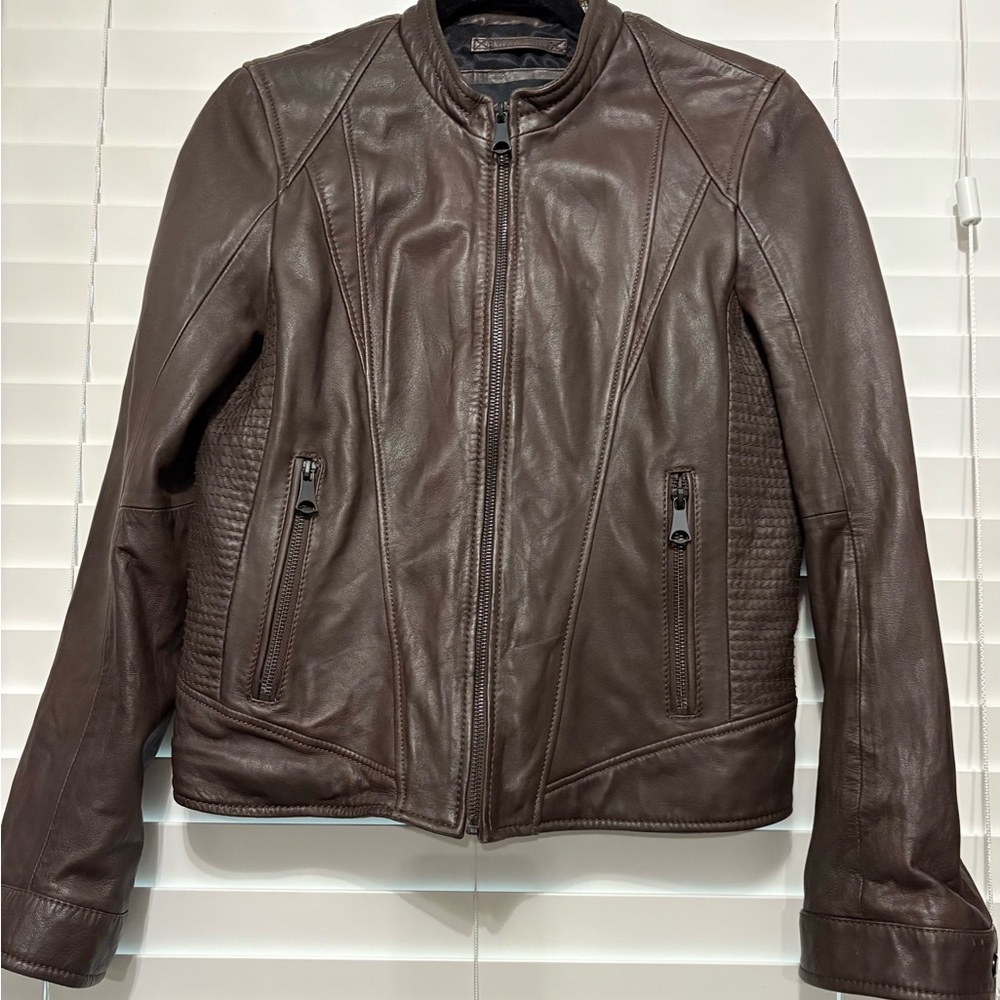 Espresso brown leather jacket